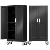 AUEYTVR 61" Tall Metal Garage Storage Cabinet with Wheels and Locking Doors and Tall Rolling Steel Tool Cabinet with 3 Adjustable Shelves for Garage,Home,Office,Shop (Black) AUEYTVR