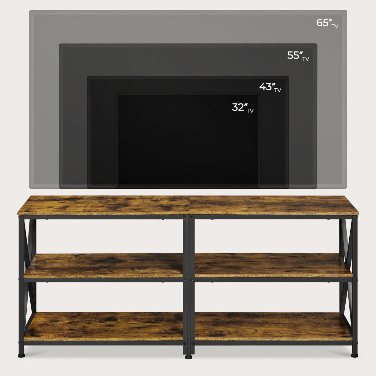 Yaheetech TV Stand for 65 Inch TV, Farmhouse Entertainment Center for Living Room, 55 Inch TV Media Console Table, Bedroom Shelves, Rustic Brown Yaheetech