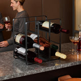 Buruis 9-Bottle Metal Wine Rack, Freestanding Holder Organizer for Red and White Wine, Kitchen Countertop, Pantry, No Assembly Required, Black Buruis