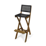GDFStudio Outdoor Folding Acacia Wood Barstools (Set of 2), and Brown GDFStudio