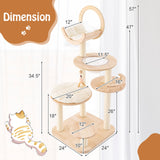 PETSITE 57 Inches Tall Wooden Cat Tree, Multi-Level Cat Tower with Scratching Posts, Space Capsule Bed, Padded Platform and Hanging Ball, Modern Transformable Cat Tree Tower for Indoor Cats Large PETSITE