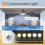 addlon Ceiling Fans with Lights, 52 inch Flush Mount Ceiling fan with Remote Control, Wall Remote, Reversible, 5CCT, Dimmable, Noiseless DC Motor, Black Low Profile Ceiling Fan for Bedroom, Farmhouse addlon