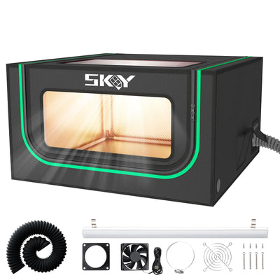 Updated Integrated Laser Engraver Enclosure with LED Light, Ventilation Kit, Cover Tent Fits for Most Laser Cutter, Insulates Against Smoke, Odor and Noise, Eye Protection, 720x720x400mm