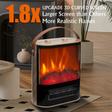 CUOZOVA 16“ Portable Electric Fireplace Heater, 1500W/850W Small Electric Fireplace for Indoor Use with Curved Monitor&Realistic 3D Flame, Fireplace Stove for Home Office, Fake Fireplace for Christmas CUOZOVA