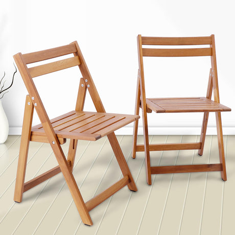 VICTORY RELAX Acacia Wooden Chairs Set of 2, Folding Waterproof Small Patio Chairs with Waterproof and UV Coating, Indoor Outdoor Bistro Set for Garden Balcony Patio Lawn Living Room VICTORY RELAX