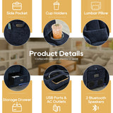 IPKIG Power Loveseat Recliner Sofa with Flip-Up Backrest Console, Drawer, AC Outlet, LED Light, Bluetooth Speakers, Wall Hugger Recliners for Living Room, RV, Home Theater (Navy Blue, Loveseat) IPKIG