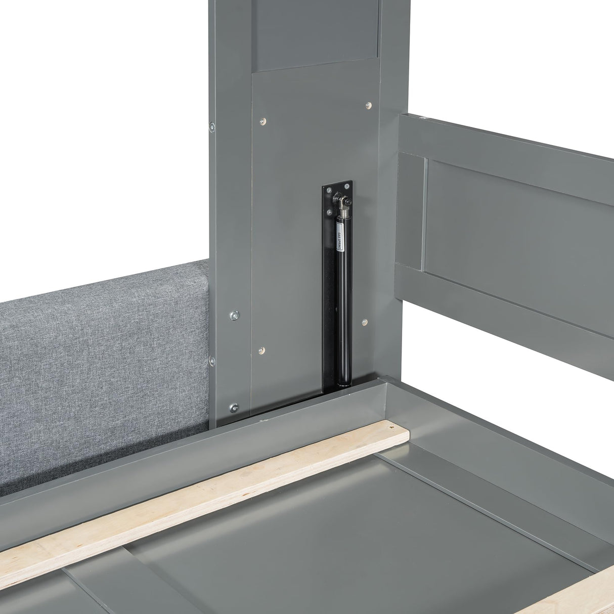 Queen Size Multi-Function Murphy Bed with Sofa and Storage, Solid Wood Wall Bed for Small Spaces Apartments Studio Guest Room (1Gray+Sofa) Quarte