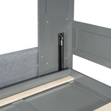 Queen Size Multi-Function Murphy Bed with Sofa and Storage, Solid Wood Wall Bed for Small Spaces Apartments Studio Guest Room (1Gray+Sofa) Quarte