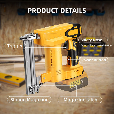 18 Gauge Brad Nailer/Narrow Crown Stapler Compatible with Dewalt 20V MAX Battery(NO Battery) 2 in 1 Cordless Nail Gun with 1000 Nails and 1000 Staples for Home Improvement, DIY and Woodworking Funnywhale