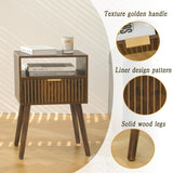 MaxSmeo Small Nightstand with Drawer, Mid Century Modern Bedside Table for Bedroom and Small Spaces, Solid Wood Legs, Easy Assembly, Rustic Brown MaxSmeo