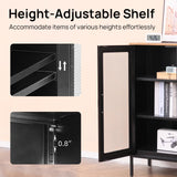 ALBAD Metal Storage Cabinet with Mesh Doors and Adjustable Shelves, Free Standing Sideboard Buffet Cabinet for Kitchen, Living Room, Dining Room, Home Office (Black) ALBAD