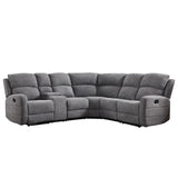 EBELLO Fabric L-Shaped Reclining Sectional Sofa Couch for Living Room, Manual Recliner Oversized Sofa, with Padded Headrest, 2 Cup Holders, Storage Space, 5-Seater Home Furniture Set, Grey EBELLO
