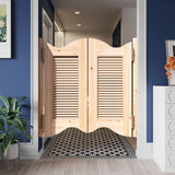 Unpainted Cafe Louvred Swinging Doors, Solid Wood Saloon Doors, Auto Close Western Style Door, Kitchen Bathroom Hallway Entrance Partition (Size : W75xH90cm/29.5" x35.4) DAKAJA