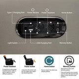 comfiroom Home Theater Seating Seats Simple Style Top Grain Nappa Leather Recliner Chair Dual Power Movie Theater Chairs Gaming Sofa Electric Headrest with Tray Table comfiroom