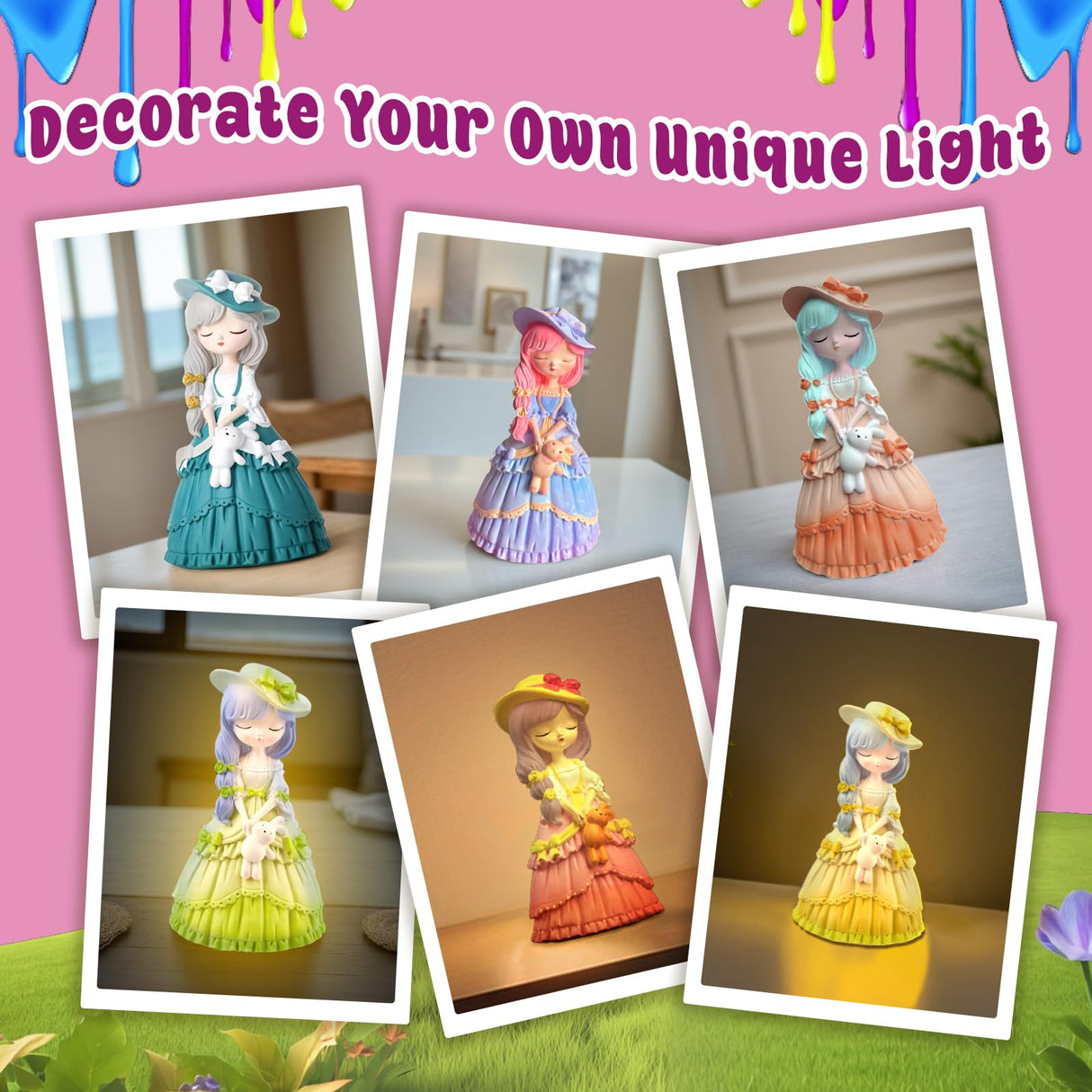 ASIOWELY Paint Your Own Princess Girls Lamp Kits,Arts and Crafts Supplies for Kids Toys Ages 4-6-8,DIY Art Night Light Painting for Girl Ages 5-10,Birthday Gifts for 3-12+ Year Old Toddler Teens Adult ASIOWELY