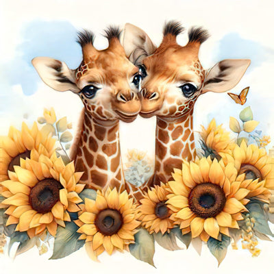 Auremi Giraffe Diamond Art Painting Kits for Adults 5D Sunflower Diamond Art Kit for Beginners, DIY Paint with Round Full Drill Animal Diamonds Paintings Animal Gem Art for Home 12X12 Inch