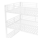 Bellemave Triple Bunk Bed Queen Size, Heavy Duty 3 Bunk Beds with Safety Guardrails and Noise-Reduced Design, Metal Triple Bed for 3 Kids, Teens, Adults, No Box Spring Needed White Bellemave