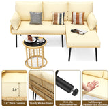 Garvee L-Shaped Outdoor Sectional Sofa 3-Piece with Plush Cushions, Weather-Resistant PE Wicker & Steel Frame, Fits 4-5 Adults, Easy Assembly, All-Weather Patio Furniture for Backyard, Deck, Poolside Garvee