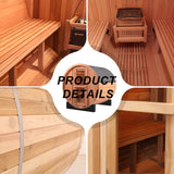 iDOTODO Outdoor Barrel Steam Sauna, 4-6 Person Wood Sauna Room with 6kw Harvia Electric Heater with Sauna Stone, Canadian Helmock Wooden Sauna, Sauna Accessories and Asphalt Shingle Roof (Red Ceder) iDOTODO
