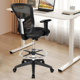 POWERSTONE Drafting Chair, Ergonomic Standing Desk Chair Adjustable Height, Tall Office Chair with Adjustable Armrests and Footrest Ring, High Computer Chair for Tall Desk, Standing Desk POWERSTONE