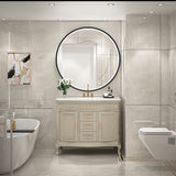 FTOTI 28 Inch LED Black Frame Round Mirror,Round Bathroom Mirror with Light,Anti-Fog & Dimmable Touch Switch, Waterproof IP54,90+ CRI FTOTI