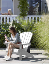 Keter Alpine Adirondack Resin Outdoor Furniture Patio Chairs with Cup Holder-Perfect for Beach, Pool, and Fire Pit Seating, White Keter