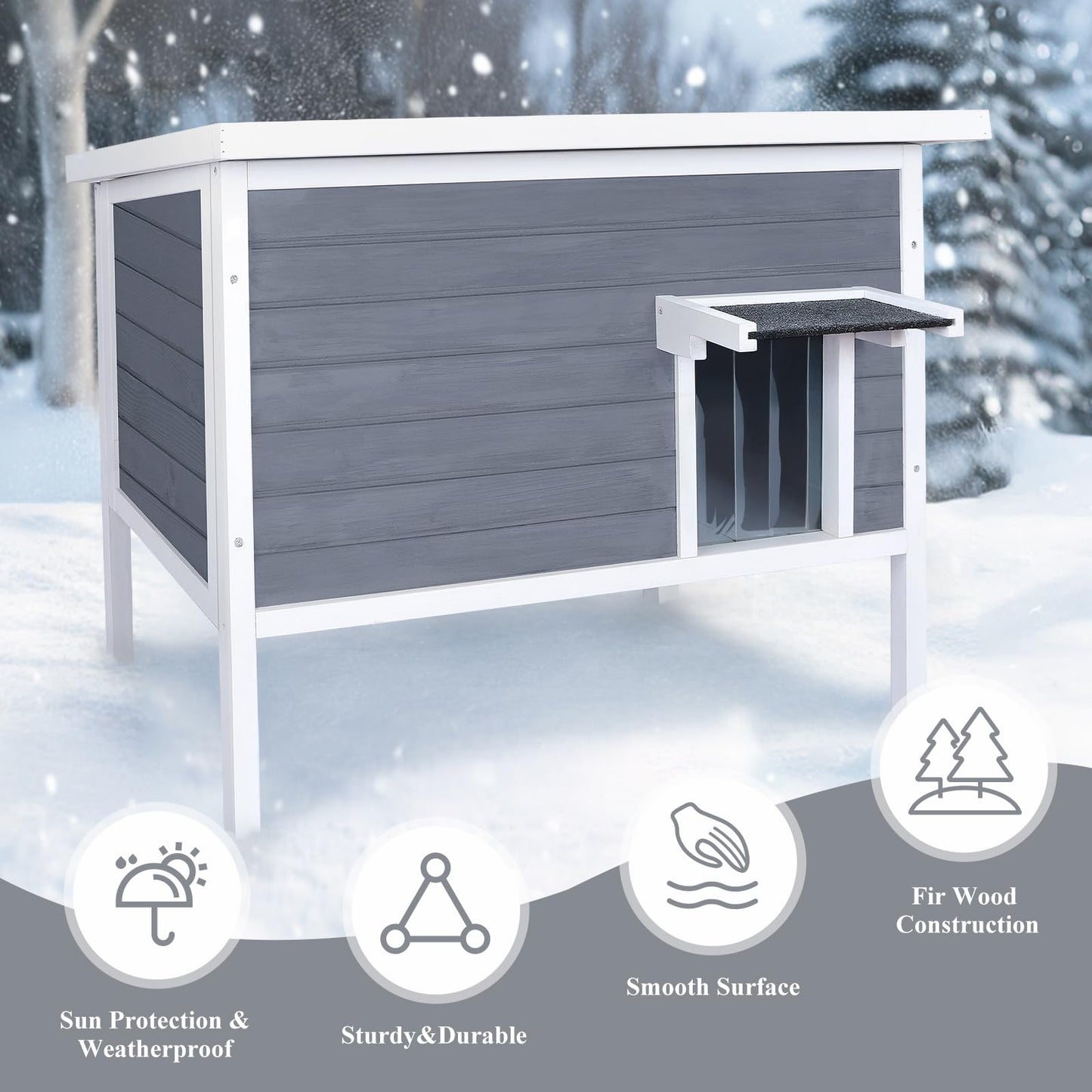 COOLEBEBE Outdoor Cat House Weatherproof Insulated Cat Houses for Outdoor Cats Large Feral Cat House Shelter Outdoor for Winter with All-Round Foam - WoodArtSupply