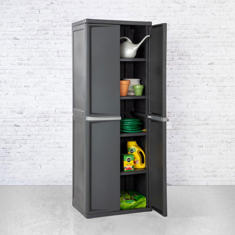 Sterilite 2-Pack Storage Cabinet, Garage, Pantry & Kitchen Closet, 4 Shelves, Gray Sterilite