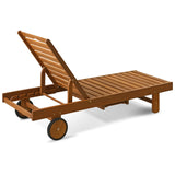 Furinno Tioman Outdoor Hardwood Patio Furniture Sun Lounger with Tray in Teak Oil, Natural 23.52D x 70W x 12H in Furinno