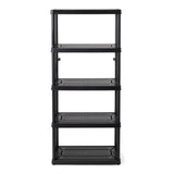 Gracious Living 5 Shelf Fixed Height Ventilated Medium Duty Storage Unit 14 x 32 x 72" Organizer System for Home, Garage, Basement, & Laundry, Black Gracious Living