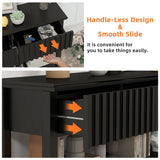 LAZZO Painted Wood Console Table Narrow Long Sofa Table Modern Behind Couch Table Fluted Entryway Table with 3 Drawers and Open Storage Shelf for Living Room, Foyer and Hallway Black (Black, 1 Tier) LAZZO