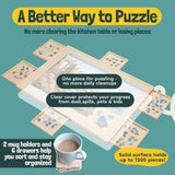 Gondola 1500 Pieces Puzzle Board with Mug Holders, 6 Drawers and Cover, Sturdy Jigsaw Puzzle Table Tray, 26"x35" Portable Wooden Jigsaw Puzzles Accessories, Jig Saw Home Holder Organizer Boards Gondola