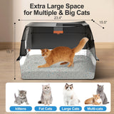 Stainless Steel Litter Box with Lid,Front Entry Top Exit Kitty LitterBox,Extra Large Enclosed Metal Cat Box with Litter Scoop & Litter Mat-Black Lobeve