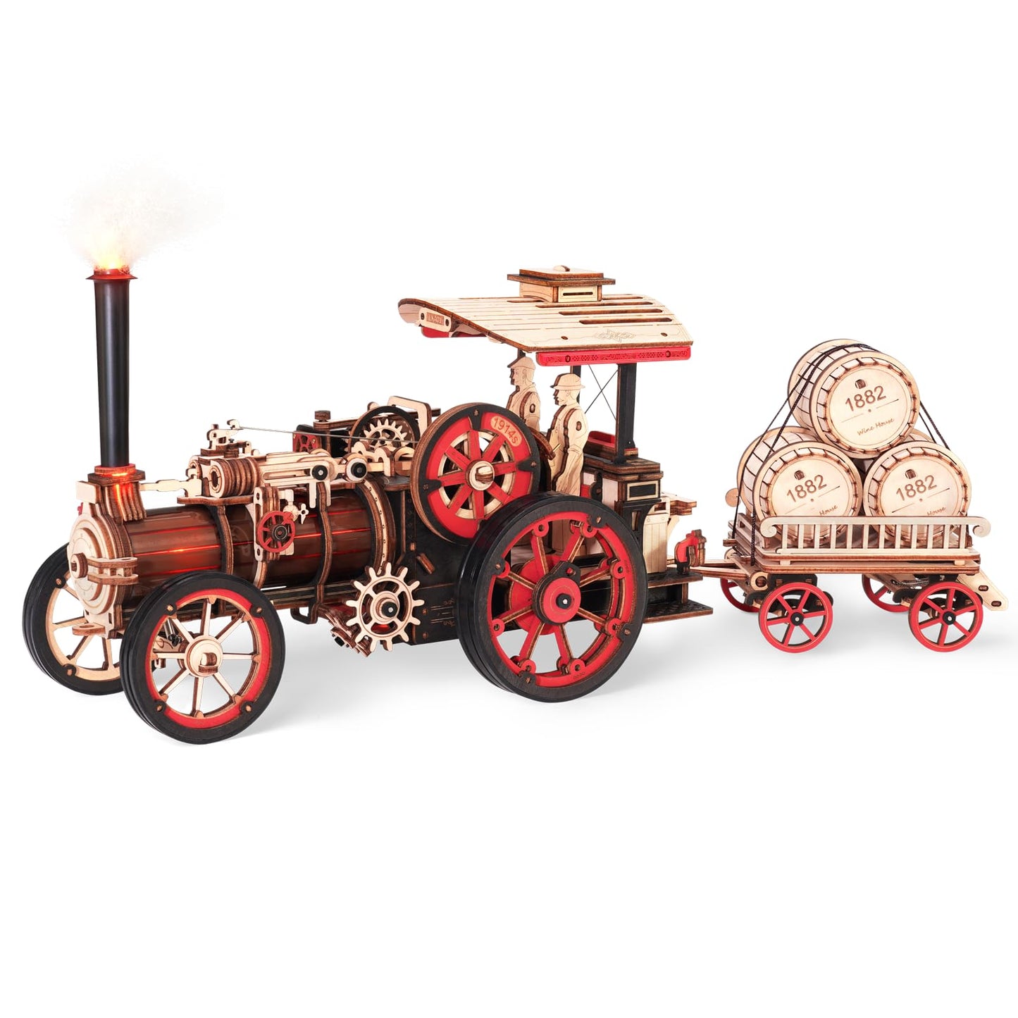 Wowood 3D Wooden Puzzles for Adults, Steam Locomotive Model Cars Kits for Adults, 3D Wood Puzzle Adult, Valentines Day Gift Model Building Kits, - WoodArtSupply