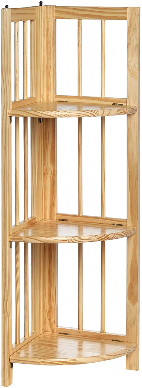 Casual Home 4-Shelf Corner Folding Bookcase, Natural Casual Home