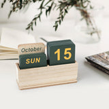 DEERINE Wooden Block Perpetual Calendar for Desk, Daily Desktop Standing Flip Calendar with Large Display, Modern Farmhouse Aesthetic Desk Accessory for Home Office Decor, Reusable Yearly, Wood Grain DEERINE