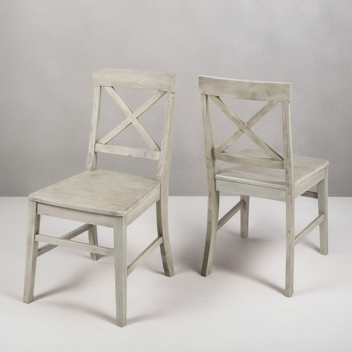 GDFStudio Wood Dining Chairs Set of 2, Farmhouse Country Side Chairs,Wooden Armless Chairs for Kitchen Dining Room Home Living Room,300 Lbs Heavy Duty Acacia Wood Chair Weathered Gray GDFStudio