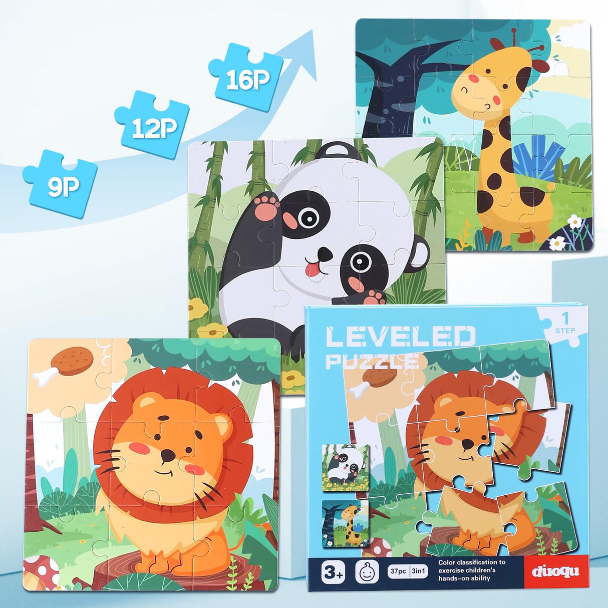 Magnetic Puzzles for Kids Ages 3-5, 3 in 1 Animals Toddlers Magnet Jigsaw Puzzle Book, Kids Travel Road Trip Puzzle Toys for Boys and Girls Ages 4-8 (Animal(9-12-16)) BBtinker