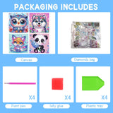 4 Pack Diamond Art Kits for Kids, Cartoon Animals Diamond Painting Kits for Kids Beginners, Kids' Mosaic Kits DIY Full Drill Diamond Dots Painting Picture Arts Craft for Home Wall Decor 6x6 Inch cdjlddww