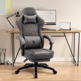 Dowinx Gaming Chair Breathable PU Leather Gamer Chair with Pocket Spring Cushion, Ergonomic Computer Chair with Massage Lumbar Support,Adjustable Swivel Task Chair with Footrest(Gray) Dowinx