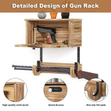 Gun Rack Wall Mount Lock Gun Racks for Wall With Storage 2 Pistol & 1 Gun, Wood Rifle Shotgun Wall Mount Gun display amoard