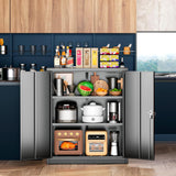 INTERGREAT Metal Garage Storage Cabinet, 36" Lockable Storage Cabinet with 2 Doors and 2 Adjustable Shelves, Steel Black File Great for Home Office, Garage, Warehouse, Study Room INTERGREAT