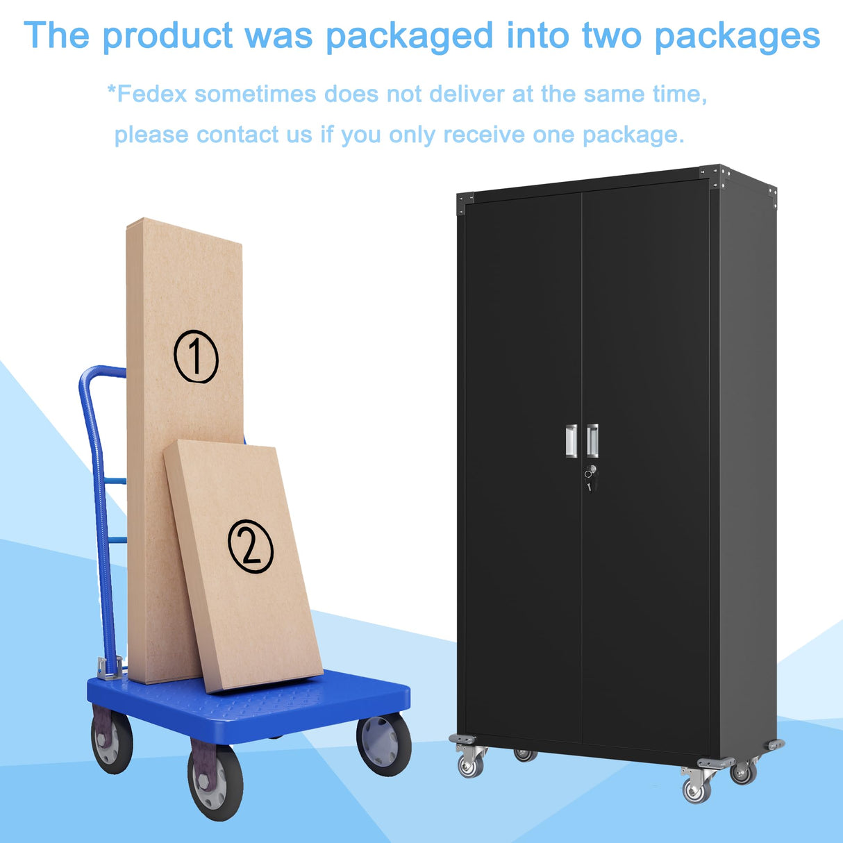 Waqiv 71''H Lockable Metal Garage Storage Cabinet on Wheels, Rolling Metal Storage Cabinet with 4 Adjustable Shelves, Rolling Tool Cabinet for Garage, Basement, Warehouse, Assembly Required Waqiv