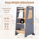 4 in 1 Toddler Kitchen Tower, Kids Kitchen Stool Helper, Standing Tower with Convertible Table and Chair, Toddler Step Stool with Adjustable-Height,Whiteboard and Safety Rail for Kitchen Aokkto