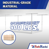 SafeRacks Overhead Garage Storage Rack - Heavy Duty Racks for Garage with 400 lb Capacity, Easy Garage Shelving, Adjustable Storage Rack, Ceiling Mount Storage Shelves 3x6 White (12"-21") SafeRacks