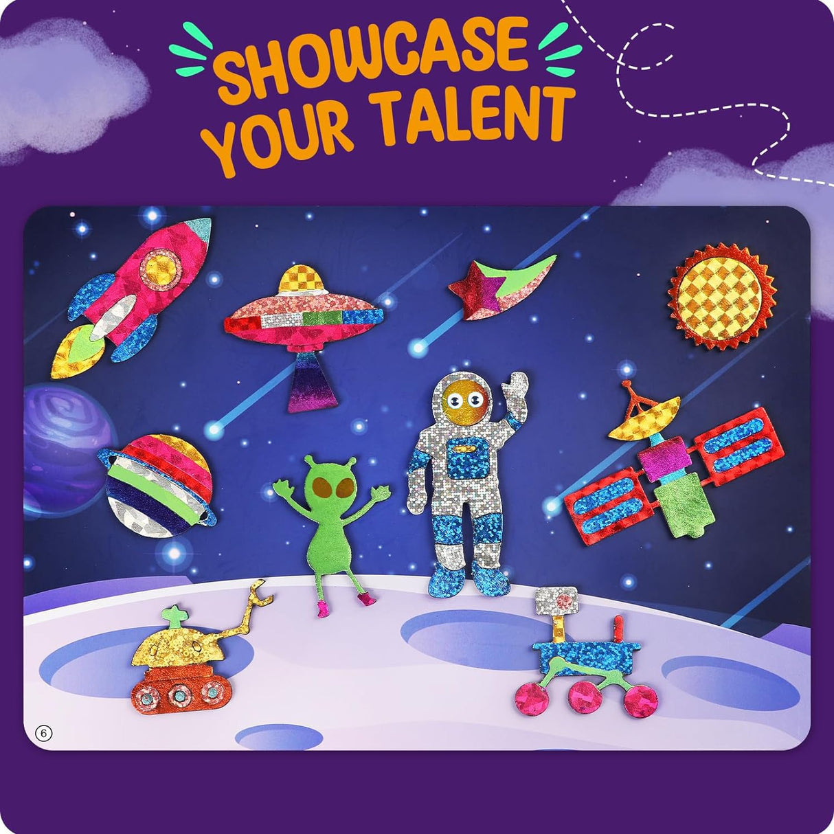 Alritz Arts and Crafts,Foil Crafts Fun Kit, Art Kit Toys for Kids Animals Space Cars, Foil Stickers Supplies,Travel Toys DIY Christmas Gifts for Girls Boys 4 5 6 7 8 9 10 11+ Years Old (6 Theme) Alritz