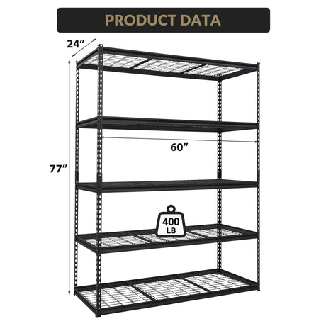 KOKEBREN Heavy Duty Storage Shelves 60x24x78 in, 2500Lbs Adjustable Metal Shelving for Garage Organization, Durable Garage Shelving Easy Assemble KOKEBREN
