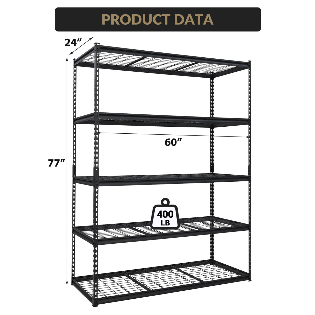 GarveeTech Heavy Duty Garage Shelving Unit, 60 in L x 24 in W x 78 in H Adjustable Storage Shelves, 2500 LBS Load Capacity, Durable Metal Shelves for Garage Organization, Basement, Workshop GarveeTech