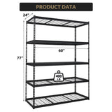GarveeTech Heavy Duty Garage Shelving Unit, 60 in L x 24 in W x 78 in H Adjustable Storage Shelves, 2500 LBS Load Capacity, Durable Metal Shelves for Garage Organization, Basement, Workshop GarveeTech