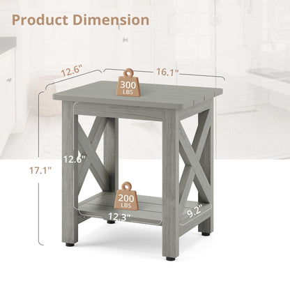 LUE BONA HDPS Shower Bench for Inside Shower to Sit on, Bathroom Shower Stool Seat for Shaving Legs with Storage Shelf, X-Shape Shower Chair, Gray - WoodArtSupply